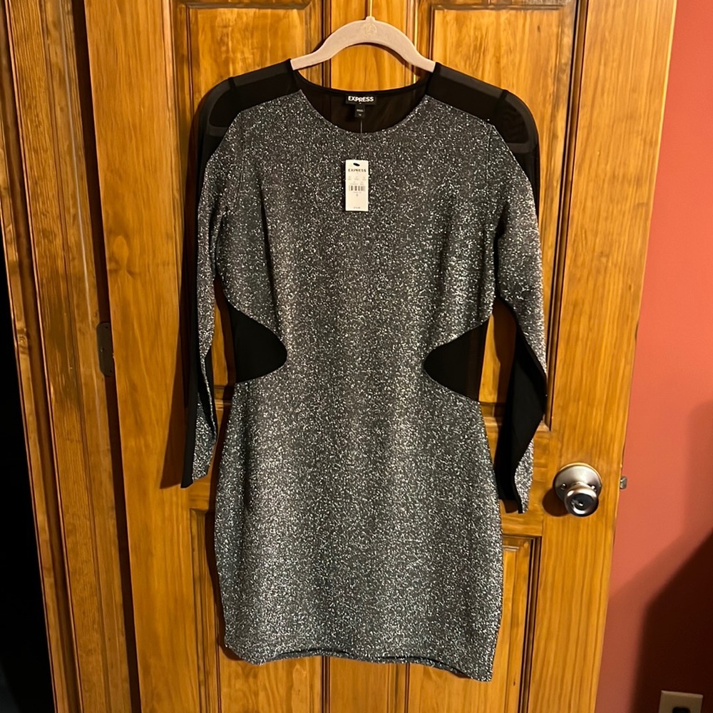 Mini mesh back shimmer dress